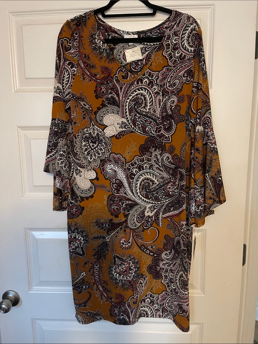 Olivia Matthews Mustard Paisley Midi Dress